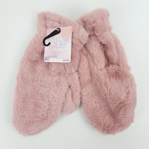 New Lot Womens Willow & Ruby Pink Mittens + Simply Petals Cream Scarf & Headwrap - Picture 2 of 11